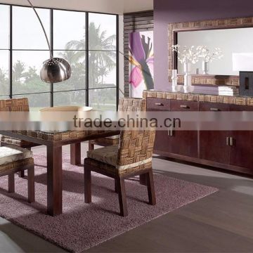 Water hyacinth dining set with four chairs and big cabinet
