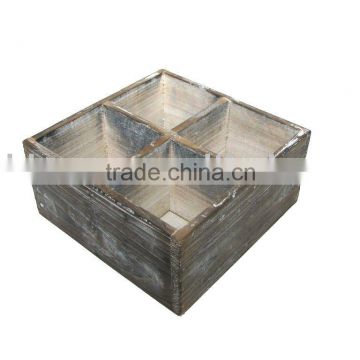 Square Wooden Planter and Pot