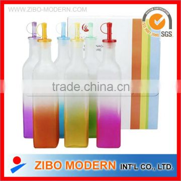 colour frosted glass oil bottle