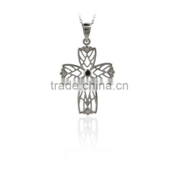 14K Solid Gold Fashion Cross Charm Necklace