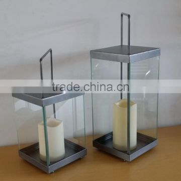 polished glass candle lantern