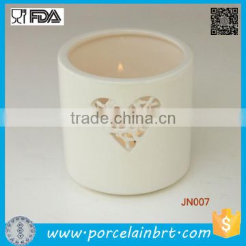 Heart Shaped Cut out White Ceramic Candle Tealight Holder