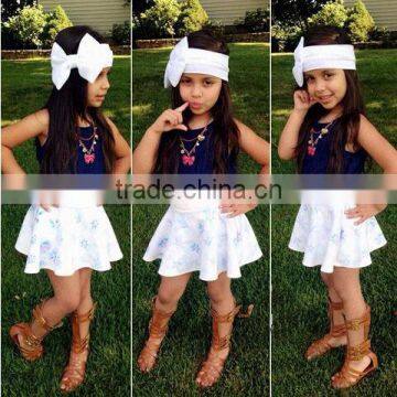 T-shirt Skirt2 Piece Mini Floral Print Dress Designs for Young Girls