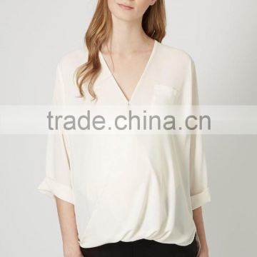 sexy v neck maternity fashion blouses maternity wear with front pocket