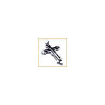 shiny polished hypoallergenic mens stainless steel cross pendants with Zircon Stone