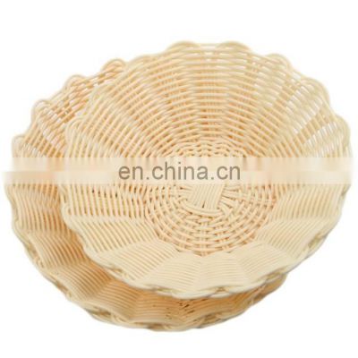 Best Quality Flower Shape Plastic Rattan Woven Plastic Fruit Basket