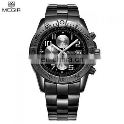 MEGIR 2030 Men's Casual Chronograph Quartz Watch Luxury Steel Military Men Wrist Watches Clock