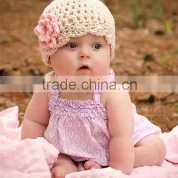 Custom winter cotton crochet handmade knitted beanie hat with adorable satin butterfly for baby and kids