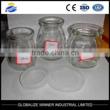 150ml pudding bottle with double cap,glass bottle