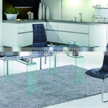 hot bent glass dining table extendable glass dining table
