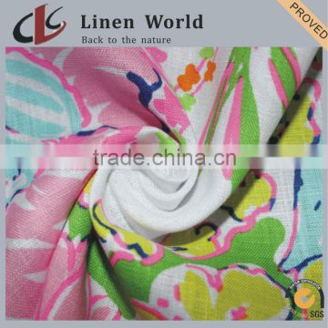 2008 100% Linen Printed Fabric Garment Fabric