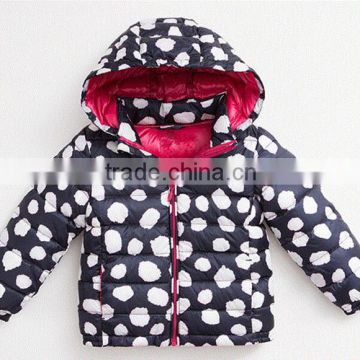2016 Baby girls fashion design down jacket with hood