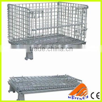 wire mesh container trolley,steel wire storage container,stackable storage wire mesh container