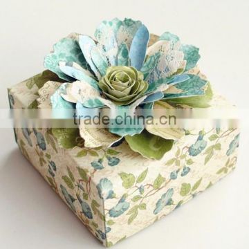full printing flower gift box with paper cut flower