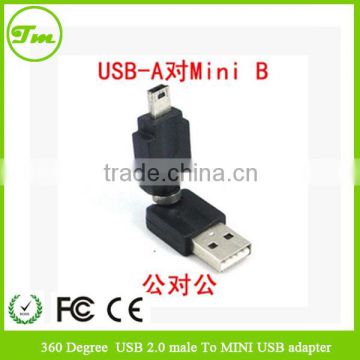 360 degree USB Type A Male to USB Type A Mini Male Converter Adapter