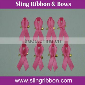 Wholesale Pink Ribbon with Golden Pin