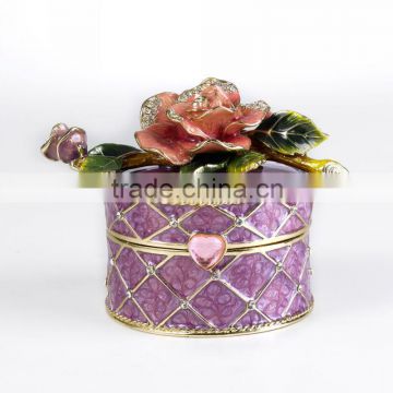 RORO Beautiful Life rose enamel pewter craft jewellry box