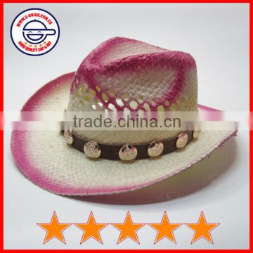Nice styles pink cowboy hat,good quality pink cowgirl hat,pink cowboy hat for girl (SU-SH9742)