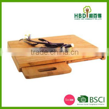 new design wooden bamboo kitchen breadboard with drawer set of 3