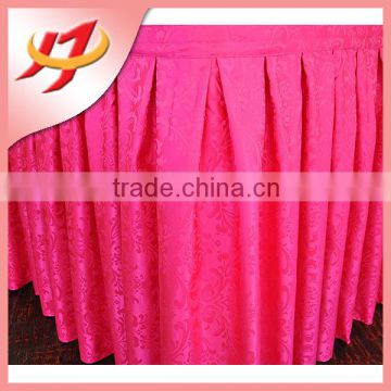 Hot sale popular polyester ruffled gathered banquet table skirt