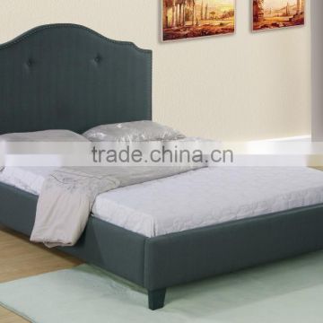 Modern Italian bedroom furniture fabric simple bed design with copper nail headboard