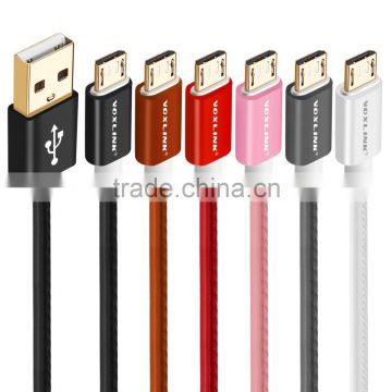 VOXLINK 0.25/1m/2m/ high quality usb Charging Cable multi color PU micro usb cable