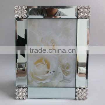 wholesale 4x6'' mirror flower glass photo frame for gifts