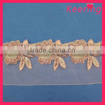 Flower lace crystal bead trim bridal WTP-1118