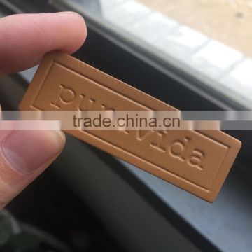 2016 china fashion cheap custom brown denim leather patch
