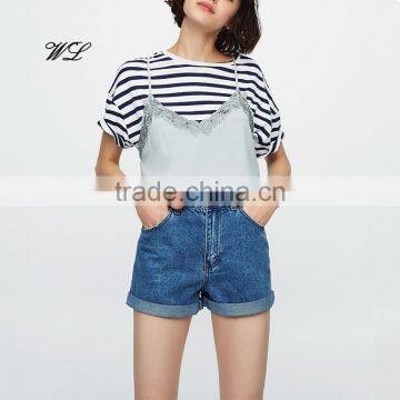 2017 Summer ladies denim shorts fashion woman clothing custom denim shorts