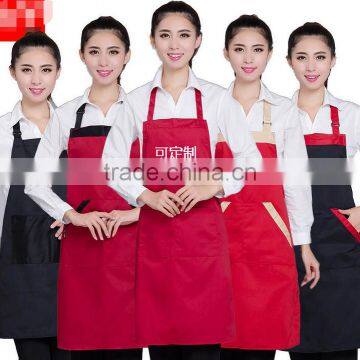 Wholesale shopping guide advertising promotions polyester-cotton aprons custom catering fast food restaurant work aprons hanging