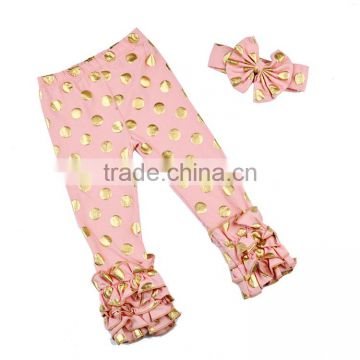 Sew sassy easter baby triple ruffle icing legging girls solid color knit pants for school
