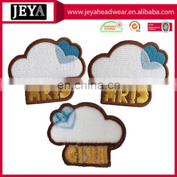 Embroidery blue heart white cloud patch letters patchs