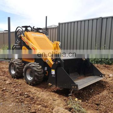 Mini skid steer loader used in cleaning poultry farm house construction