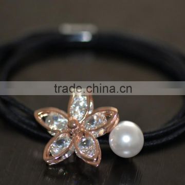 Brillant leaf with beads pearl elastic hair band de buena calidad y con mejor precio hoja diseno                        
                                                Quality Choice