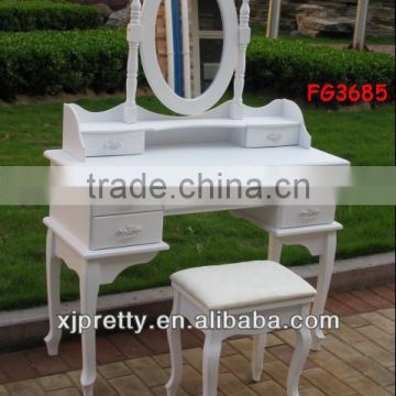 high quality 5 drawer mirrored white vanity table