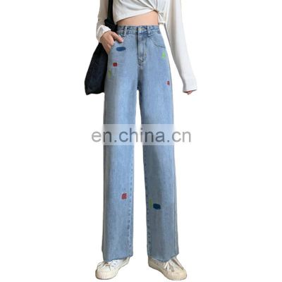 Wholesale customization Women's trousers jeans Fall loose straight-leg jeans pants High waist pants Fashion loose trousers