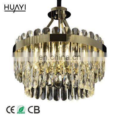 HUAYI Double champagne gold crystal modern chandelier led chandeliers