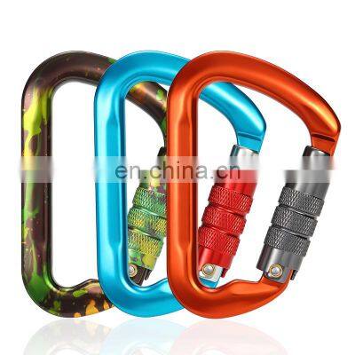 JRSGS Wholesale 30KN Outdoor Carabiner Customized Logo and Color D Shape Climbing Snap Hook Aluminum Carabiner Hooks S7112