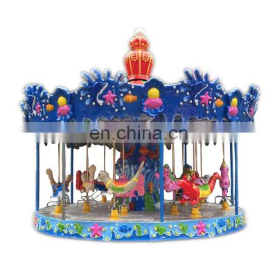 Amusement fiberglass carousel for kids amusement games carousel for sale