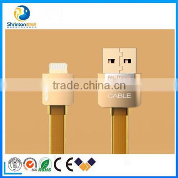 1M Length usb fast noble charge Remax Gold data line usb cable for smartphone .