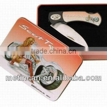 fashional colorful and durable outdoor knife tin box package