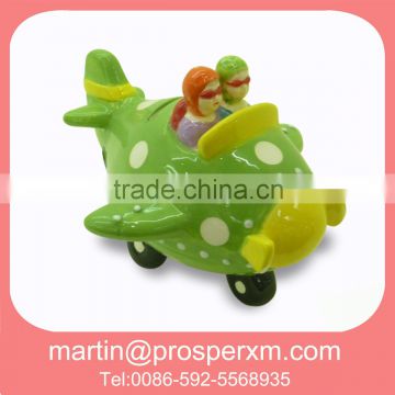 Plane shaped ceramic coin bank wholesale
