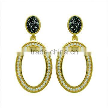 Earring with natural stone, GOLD PLATED