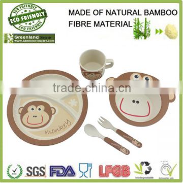 lovely monkey bamboo fiber dinner set for kids,bamboo fiber cute kids set