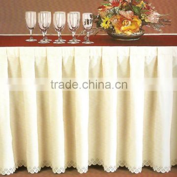 Elegant Box Pleats Table Cover with scallop edge for meetings