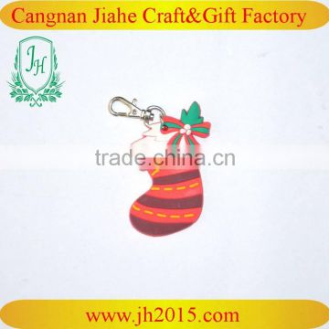 rubber key chain 3d Christmas sock shape pvc keyring pvc rubber keychain