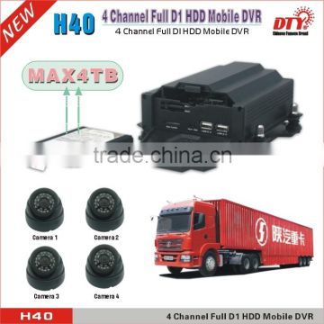FULL D1 2.5" built-in HDD 4 channel 4 camera wifi truck dvr with GPS 3G