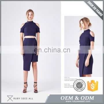 High Quality western dress pattern long pencil crop top and skirt