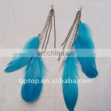 fashion cute long blue feather dangle earring